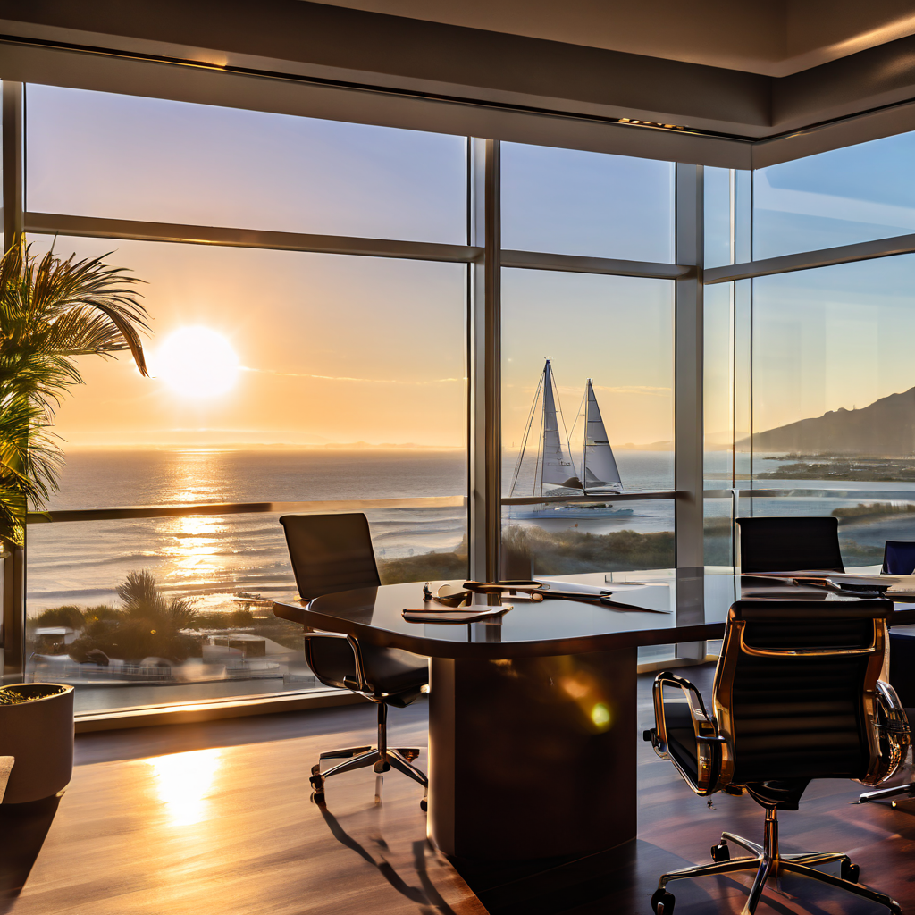 Luxury office with ocean view